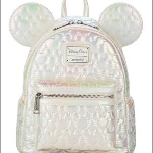 Mickey Mouse Icon Quilted Iridescent Loungefly Mini Backpack New